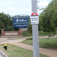 MetroBus Stop #5453: Oakland @ St. Louis Science Center, eastbound MetroBus Stop #5453: Oakland at St. Louis Science Center, eastbound