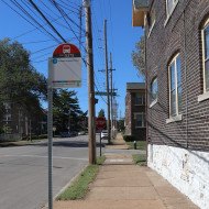 MetroBus stop #5375: Clayton @ Louisville, westbound MetroBus stop 5375: Clayton at Louisville, westbound