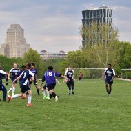 Children playing in a soccer league at Emerson Central Fields